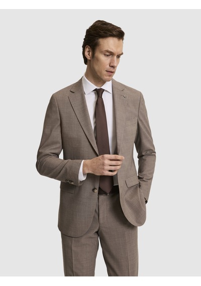 Cacharel Açık Kahverengi Slim Fit Yün Keten Karışımlı Mikro Desen Mono Yaka Takım Elbise Cacharel Açık Kahverengi Slim Fit Yün Keten Karışımlı Mikro Desen Mono Yaka Takım Elbise