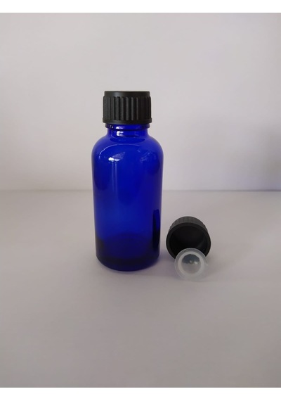 20Ml Cam Mavi Şişe Düz Kapak Kör Tıpalı (10 Adet)