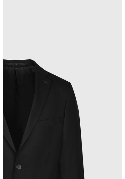 Ac&co Erkek Sıyah Regular Fit Rahat Kesim Mono Yaka Armürlü Takım Elbise Siyah