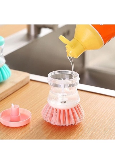 Hazneli Bulaşık Fırçası, Kırmızı, Hazneli, Mutfak Temizlik Fırçası Pembe