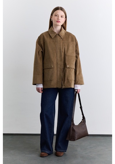 Manuka Kadife Worker Ceket Camel Aw25ckt00036-05 CAMEL