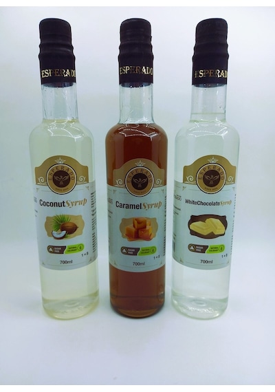 Şekersiz Hindistan Cevizi Karamel Beyaz Çikolata Aromalı Şurup - Zero - 750 Ml X 3 Diğer