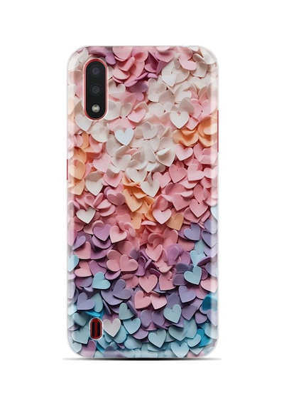 Samsung Galaxy Uyumlu A01 Kılıf Boutique Baskılı Resimli Renkli Kalpler Pcode -040