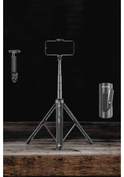 Selfie Çubuğu & Telefon Tripodu Tripod Kablosuz Bluetooth Bağlantılı Selfie Çubuğu 360 Derece Dönebilen