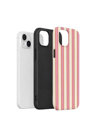 Apple iPhone Uyumlu 15 Vorian Çift Katmanlı Kılıf Sunset Candy Stripe