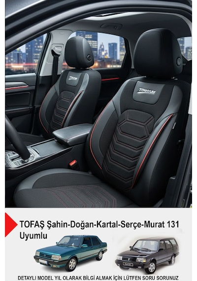 Titanyum Serisi Lüks Keten Oto Koltuk Kılıfı Tofaş Kartal-şahin-doğan-serçe-tempra İle Uyumlu Kırmızı