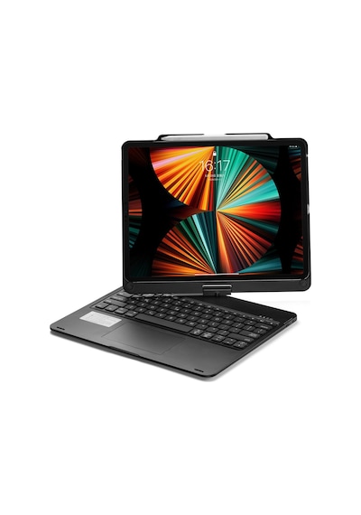Apple Uyumlu iPad, Pro 11inç M4 2024 Kılıf Kablosuz Dönebilen Klavyeli Kılıf Keyboard A2836 A2837 A3006