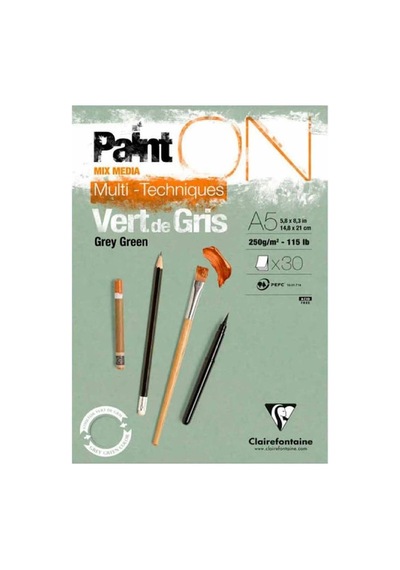Clairefontaine Paint-on Grey Yeşil A5 250 Gr 30 Yp 4 Lü