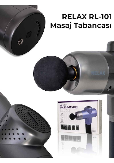 Profesyonel Şarjlı 5 Başlıklı Masaj Tabancası Vurmalı Titreşim Spor Aleti Gri