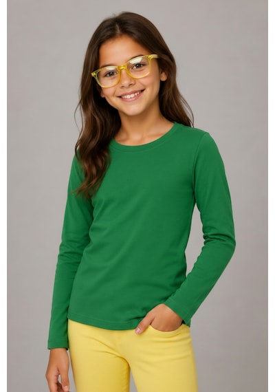 Kiagu Yeşil Uzun Kol Basic T-shirt- Terletmeyen Esnek Kumaş Pamuklu Mevsimlik Yeşil Uzunkol Kız Çocuk Tsort Yeşil Kiagu Yeşil Uzun Kol Basic T-shirt- Terletmeyen Esnek Kumaş Pamuklu Mevsimlik Yeşil Uzunkol Kız Çocuk Tsort Yeşil