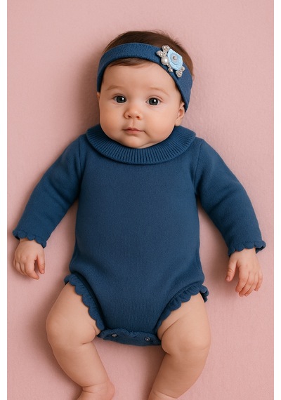 Babyhola Kız Bebek Triko Bandana Badi 2'li Set Yenidoğan Konsept Çekim Kostümü 9000 Mavi Babyhola Kız Bebek Triko Bandana Badi 2'li Set Yenidoğan Konsept Çekim Kostümü 9000 Mavi