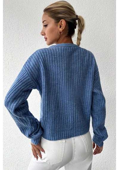 Miss Poem Kadın Kışlık Bisiklet Yaka Basic Oversize Uzun Triko Kazak Çok Renkli