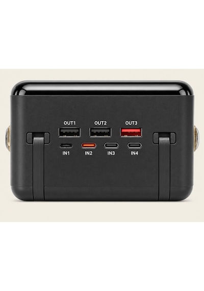 80.000mah Taşınabilir Powerbank Hızlı Şarj 3 Usb Çıkışlı Type-c Lightning Kablo Lcd Gösterge Siyah - Siyah