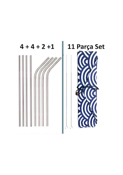 Omeniv Paslanmaz Çelik Metal Pipet Set 11 Parça Minimal Japon