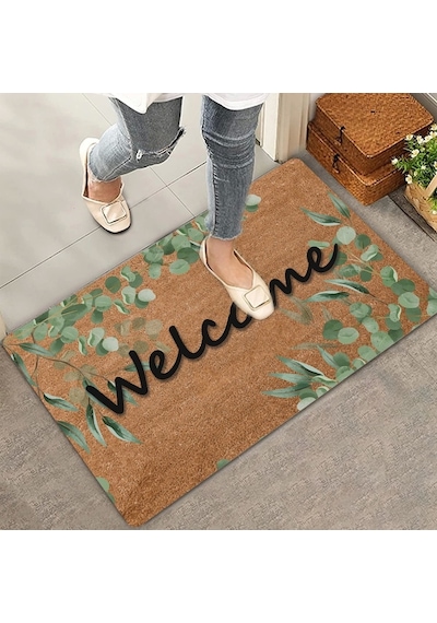 Valerine Life Okaliptüs Yaprakları Welcome Kapı Önü Paspası 45 x 70 CM