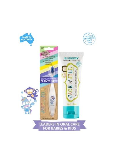 Doğal Sertifikalı Bebek/çocuk Diş Seti Unicorn&monkey Diş Fırçası + Yaban Mersini Diş Macunu 50g