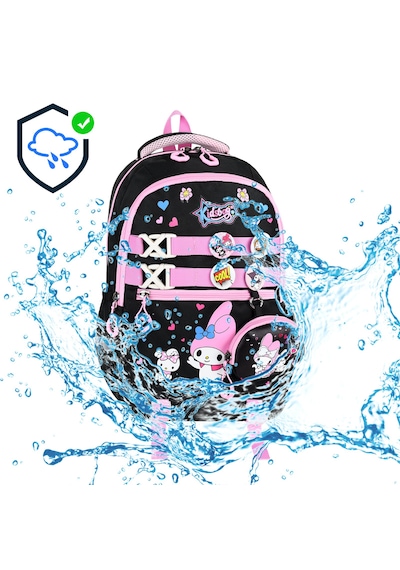 My Melody Baskılı Aksesuarlı Ortopedik Su Geçirmez Ultra Lüx Okul Çantası Termal Beslenme Ve Kalemlik Siyah