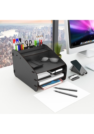 Design Otto Fx Medium Modest 6 Renk Evrak Rafı Masaüstü Organizer Siyah