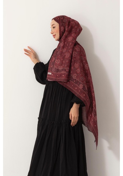Mimiyum Soft Şal Çini Desenli Bordo