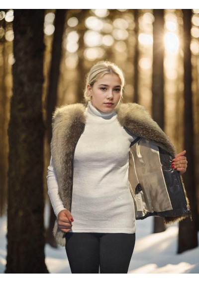 Ertaştrendstore Kadın Premium Doğal Kürk Kolsuz Yelek - Fuşya Çok Renk