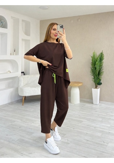 Alyn Wear Kadın Kısa Kollu Bisiklet Yaka Viskon Iki Iplik Bluz Ve Pantolon Ikili Takım Kahve Alyn Wear Kadın Kısa Kollu Bisiklet Yaka Viskon Iki Iplik Bluz Ve Pantolon Ikili Takım Kahve