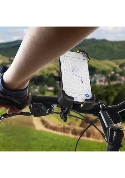Lenyes Cr169 Sarsıntı Önleyici 360 Derece Ayarlanabilir Bisiklet Ve Motosiklet Telefon Tutucu Siyah