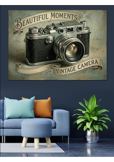 Beautiful Moments Vintage Fotoğraf Makinesi Dekoratif Kanvas - Mdf Ahşap Tablo