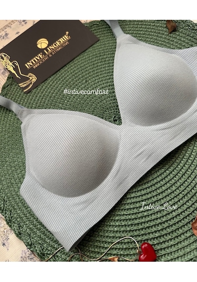 Softease V Yaka Balensiz Dikişsiz Lazer Kesim Rahat Soft Kumaştan Mavi