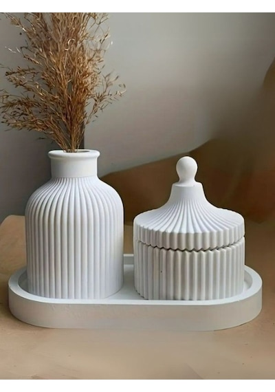 Bernami Mumluk Şamdanpinterest Dekoratif Vazo, Kapaklı Mumluk Ve Mum 3'lü Set Diğer