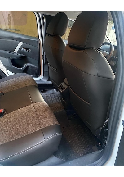 Citroen C4 2022 Uyumlu Arka Sırt 2+1 Model Gri Keten Siyah Deri Karışımı Gri Ip
