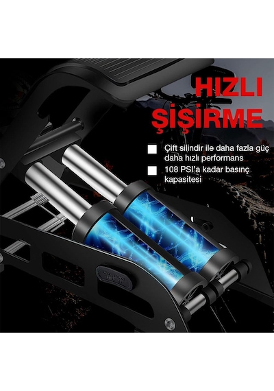 Kobb Kb5402d Çift Pistonlu Dokunmatik Dijital Basınç Göstergeli Ayak Pompası + Taşıma Kılıfı