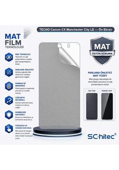 Schitec Tecno Camon Cx Manchester City Le Mat Hidrojel Ekran