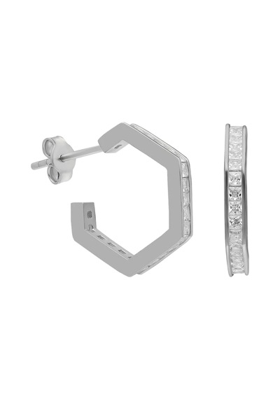 Zirkon Taşlı Beşgen Küpe 717071 Gold Gümüş