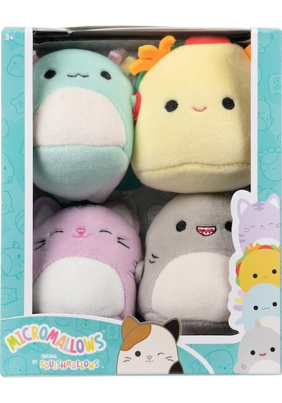 Micromallows Squishmallows Mini Yumuşak Peluş Oyuncak 4 Lü Figür Seti - 6 Cm - Model - 3 Çok Renkli