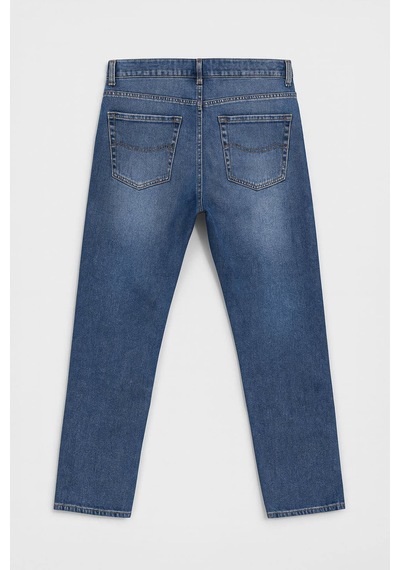 Erkek Straight Fit Düz Kesim Jean Pantolon Mavi
