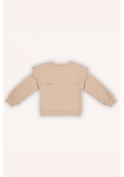 Kız Çocuk Geniş Yaka Detaylı Fermuarlı Somon Sweatshirt Çok Renkli 2421GK08017