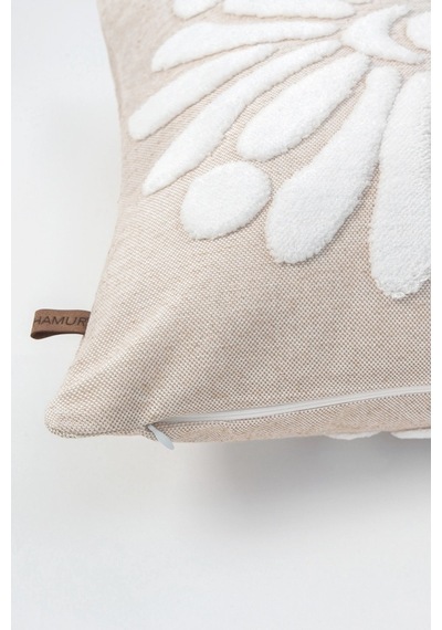 Bohem Özel Tasarım Punch Panç Desen Kare Dekoratif Kırlent Kılıfı 43x43 cm Boho Bej