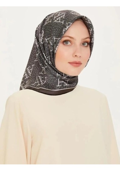 Armine İpek Eşarp 2025 Kış - 9228-54 Siyah Füme Twill Siyah Füme