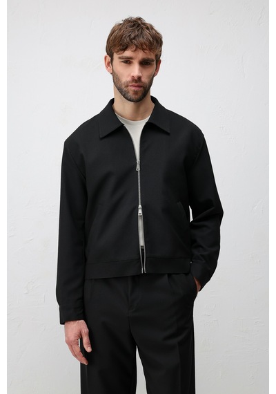 Antioch Relaxed Fit Fermuarlı Erkek Mont Siyah