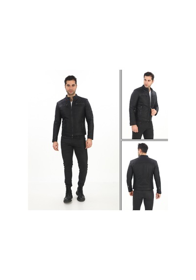 New Zaya Leather Erkek Biker Deri Ceket -