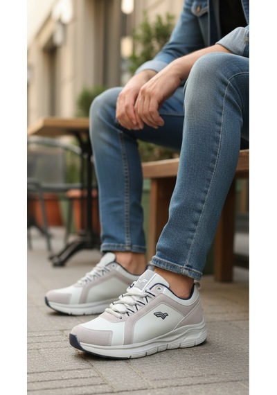 Fore Sport Erkek Kalın Taban Günlük Spor Ayakkabı Rahat Yürüyüş Sneaker Beyaz - Vizon