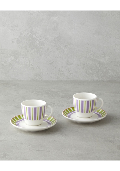 English Home Arian Bone Porselen 4 Parça 2 Kişilik Kahve Fincan Takımı 90 Ml Yeşil-mor Yeşil-mor