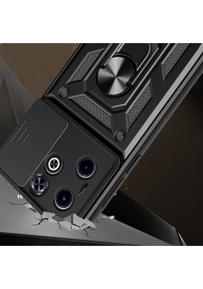 İnfinix Smart 8 Kılıf Magnetik Standlı Kamera Korumalı Sürgülü Vega Kapak - Mavi Mavi