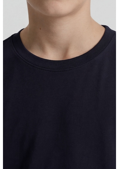 Lacivert O Yaka Standart Fit Basic Uzun Kollu Unisex Çocuk T-shirt - 11329 Lacivert