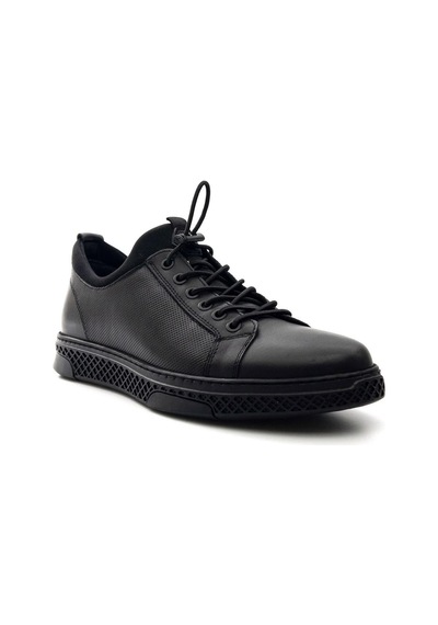 Komcero 3y0461 Streçli Deri Hafif Erkek Sneakers Ayakkabı Siyah
