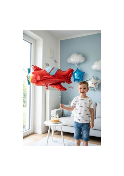 Kırmızı Uçak Folyo Balon 94x50 Cm Uçak Temalı Çocuk Doğum Günü Parti Süsü Çok Renkli