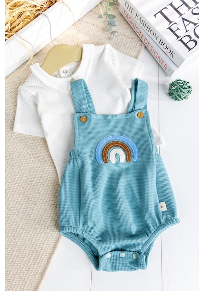 Babymod Gök Kuşaklı 100% Pamuk Erkek Bebek Salopet Yazlık Tulum Yeşil