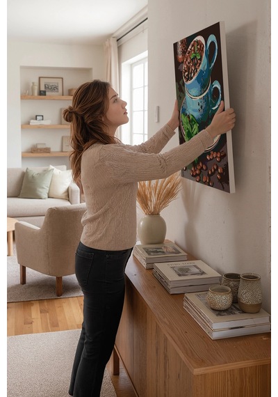 Sayılarla Boyama Seti 40 x 50 CM Tuval Şasesine Gerili Çekirdek Kahve Fincanı