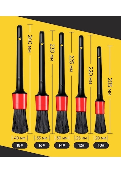 Zhltools 5 Boy Araç Oto Detaylı Temizlik İçin Fırça Seti