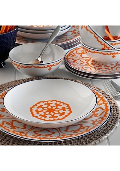 Kütahya Porselen Zeugma 596619 Desen 24 Parça Yemek Seti Turuncu
